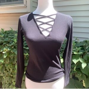 Mossimo Supply Co. Black Key Hole Criss Cross Top